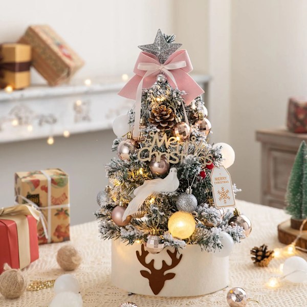 Smyckesjulgran med LED-belysning 60CM Mini Bordgåva Julgran Konstgjord Julgran Navidad Ornament Heminredning 2023 guld gold 60CM