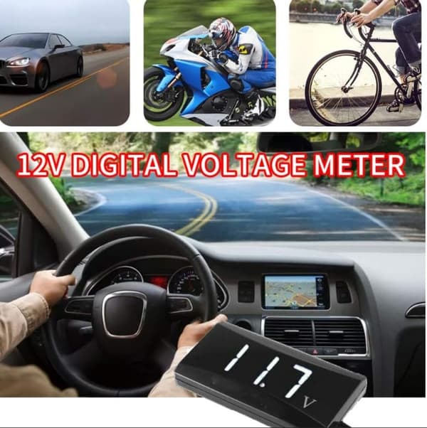 1 stk bil digital voltmeter vandtæt DC 12V LED digital display voltmeter til bil motorcykel spænding