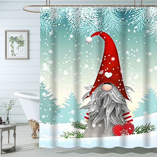 180cm x 181cm, Julduschforhæng, Vinter Sne Sæson Nisse