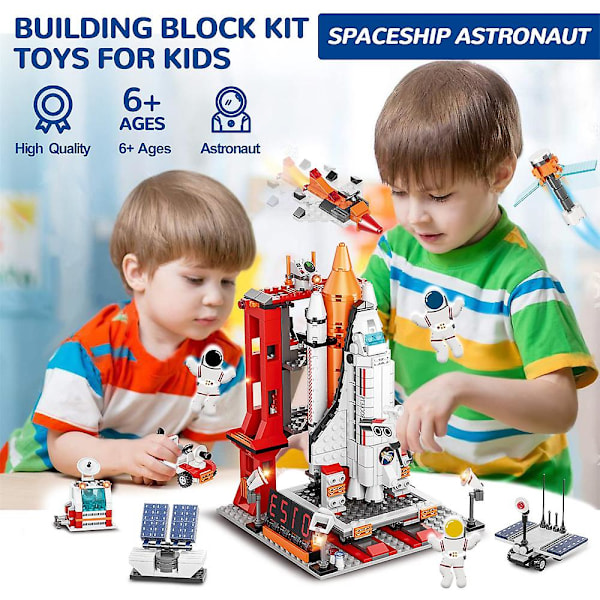 Romferge Lekebyggsett med Astronaut Minifigurer og Kontrolltårn Byggekit