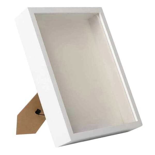 Träskugglåda Ram Djup Skugglåda 21.9cmx27cm Vitrinskåp Minnesdisplay (BT) White
