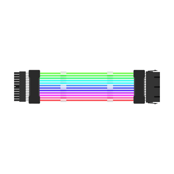 PC- Chassi- PSU Förlängnings RGB Kabel 24Pin PCI-E GPU 8PinX2, 8PinX3 Neon-Färg Linje ARGB Streamer- Transfer Adapter 5V3Pin Svart Black 24p