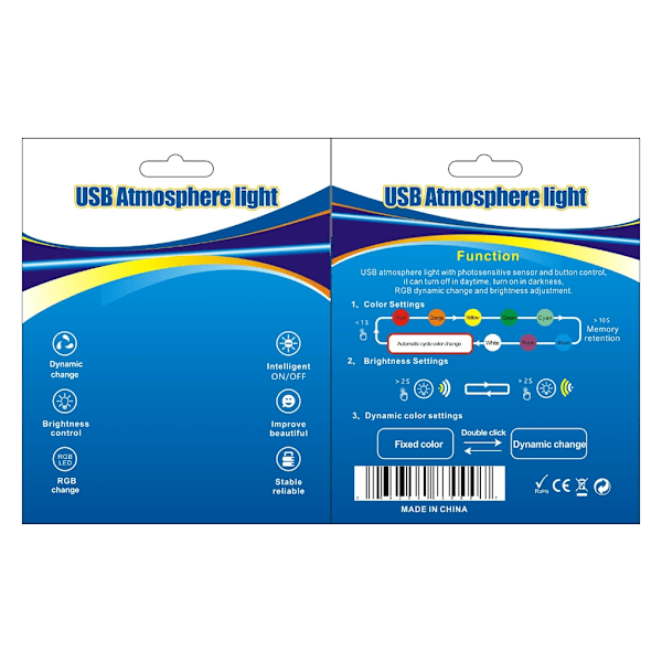 USB-C Type-C LED-sisävalo Neon-tunnelma Ambient-lamppu autoon sisätiloihin 1 sarja set of 2