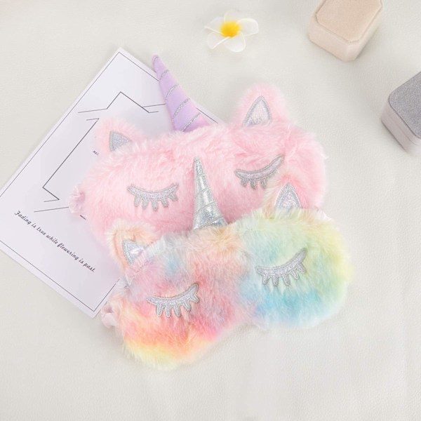 Sovmask för barn, 2-pack Unicorn Kids sovmask, söt