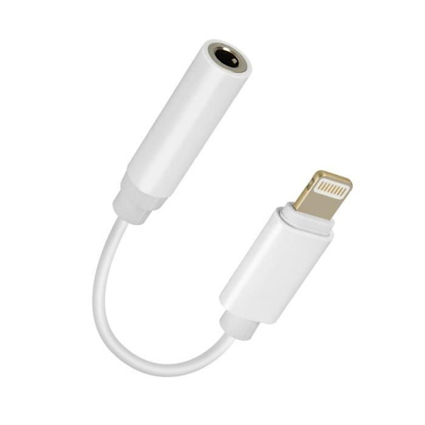 Lydadapter iPhone Lightning hann til Jack 3,5 mm hunn Hvit