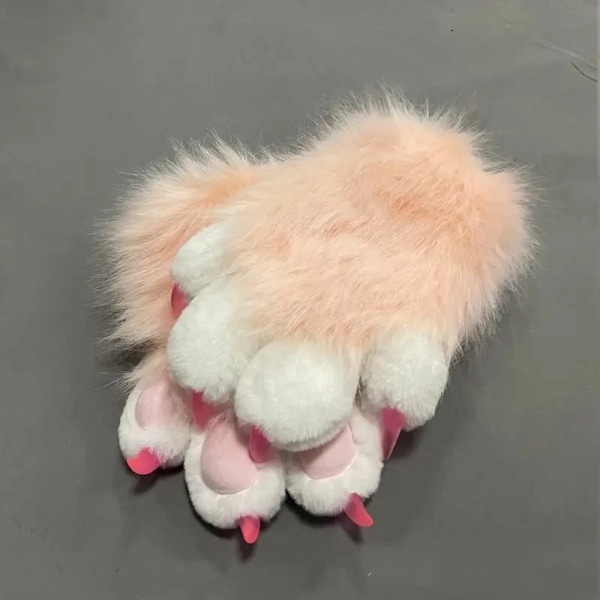 Sød plys cosplay kostume furry farve dyr pote handsker kat pige handsker kat pote sød plys pels kostume færdigt produkt Silver