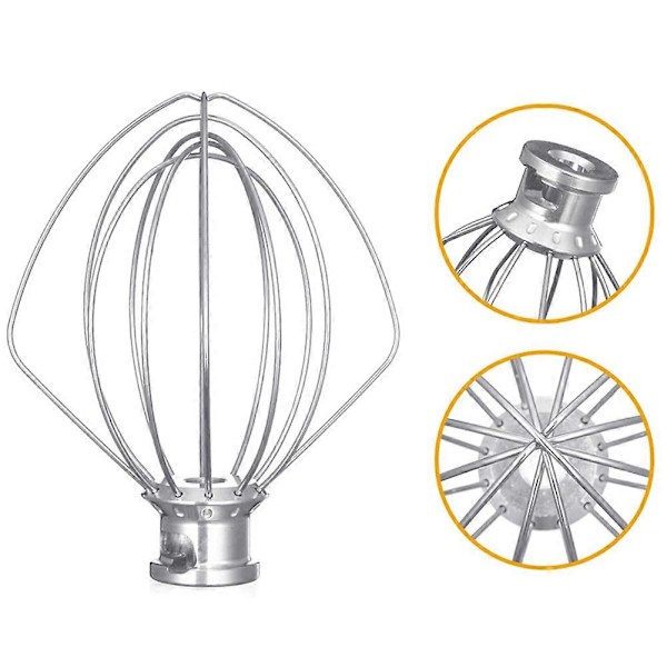 Rustfritt Stål Visp Tilbehør Erstatning for KitchenAid 5K45/5KSM150 KAESI Silver