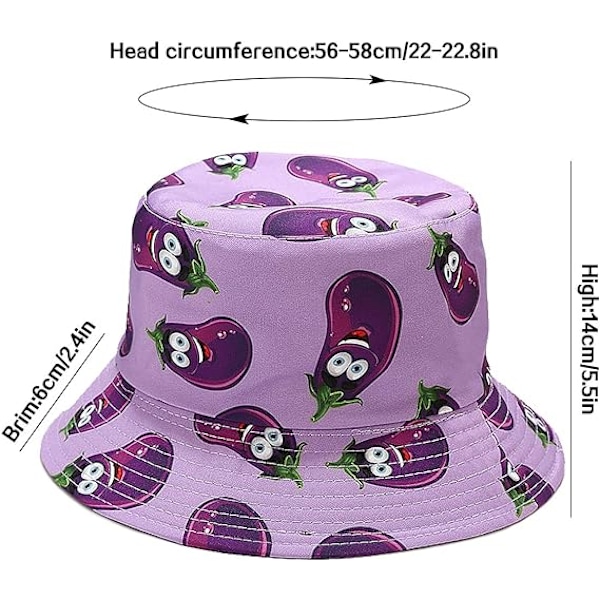 Reversibel Bucket Hat Fiskehatt Solhatt för Kvinnor Flickor，äggplan