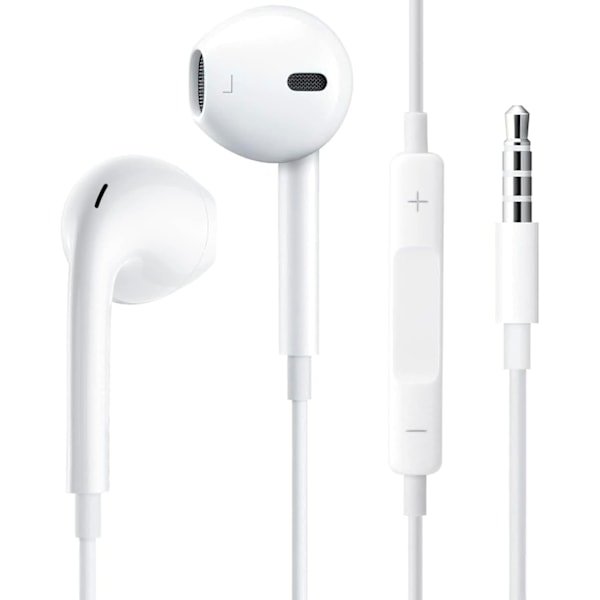 iPhone-kuulokkeet, langalliset korvakaiuttimet, stereokuulokkeet mikrofonilla ja äänenvoimakkuuden säädöllä, yhteensopivat iPhonen, iPadin, MP3:n ja Samsungin kanssa Round Plug