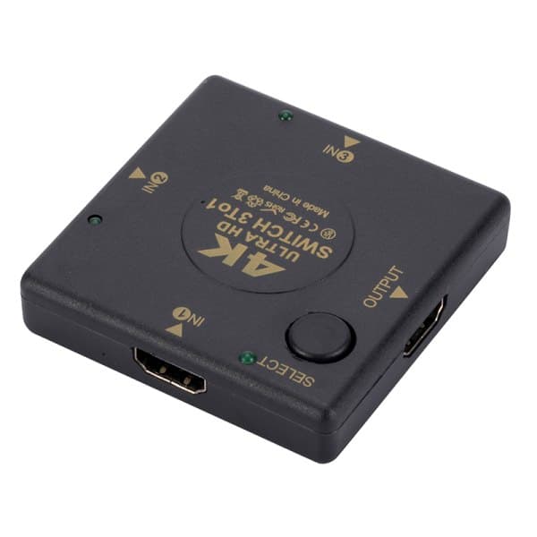 4K HDMI-växellåda Väljare 3 i 1 ut Kvm o Extractor
