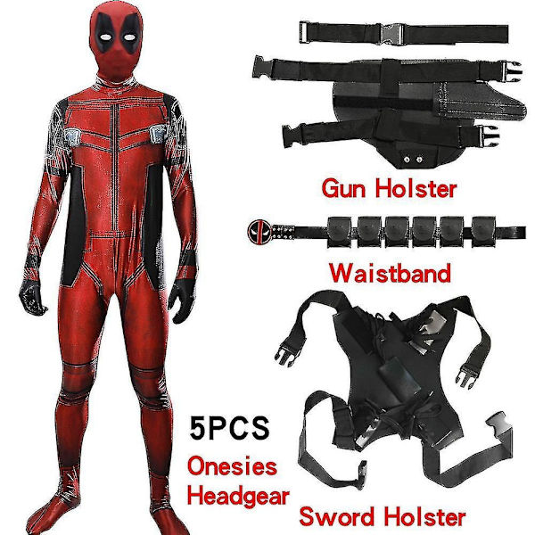 Deadpool Kostyme Cosplay Barn Kostyme Anime Superhelt Cosplay Dødsvakt Anime Voksen Service Leotard Hatter Tilbehør Anime-WELLNGS 5 PCS PCS 2XL