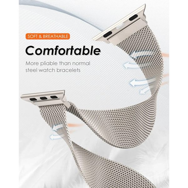 Milanese loop-rem för Apple Watch-band 44 mm 40 mm 45 mm 49 mm 41 mm 38 mm 42 mm 44 mm Armband iwatch Series 9 3 6 5 SE 7 8 Ultra 2 starlight starlight 38mm 40mm 41mm