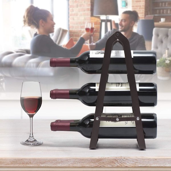 Vinstativ til 6 Flasker, Foldbart Metal Vinstativ, Lille Vinstativ, Smalt Flaskerack, Flaskeholder, Nemt at Opbevare