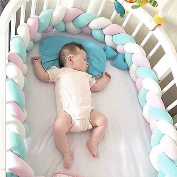 Baby Soft Knot Cushion Flätad Spjälsäng Stötfångare Dekorativ - Perfet Grå Grey 2M
