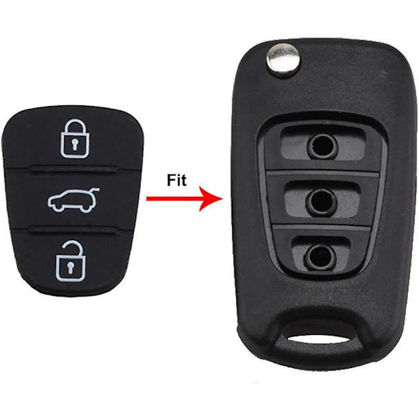 Pakke Nøgleetui Nøglering Pad Gummi Udskiftning 3 Knapper Til Hyundai IX35 I30 Accent Kia K2 K5 Rio, Bilnøgleetui Autodele