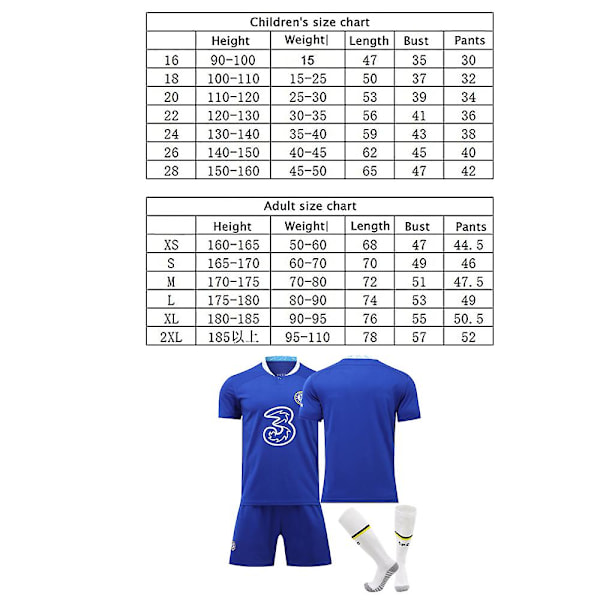 2223 Chelsea hjemmefodboldtrøje fodbolduniform sæt s