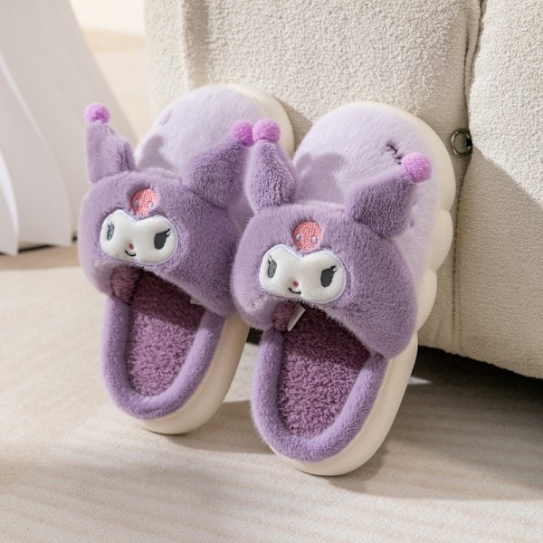 Nya Sanrio-tofflor Cinnamoroll Plyschskor Halksäkra Kawaii Anime Kuromi My Melody Damtofflor Hemma Bomulls-tofflor Vinter Flickor Present 35-36 (innersula 21,5 cm) 35-36 (insole 21.5cm) Kuromi