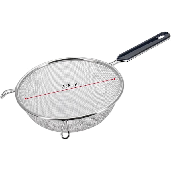 Husholdningssi, Traditionell, ø 18 cm, rustfrit stål/plastik, sølv/sort
