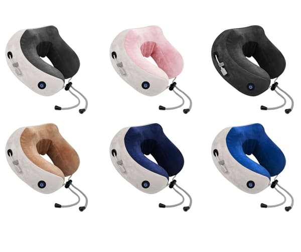 Elektrisk nackmassage U-formad kudde | Portabel cervikal massagekudde *Tre-knapps rosa* Three-button pink