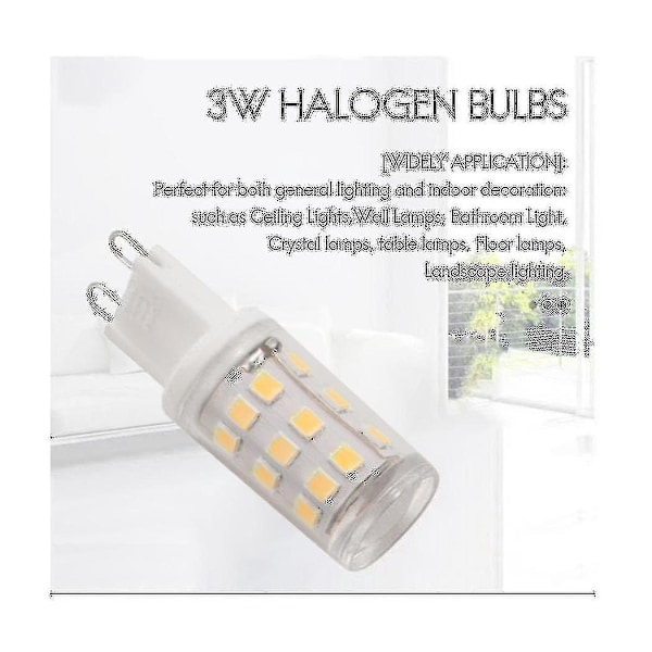 6 stk G9 LED-lamper, 3W halogenlamper, g9 fatning energibesparende LED-lampe, naturhvid, 360lm, ac 220-240