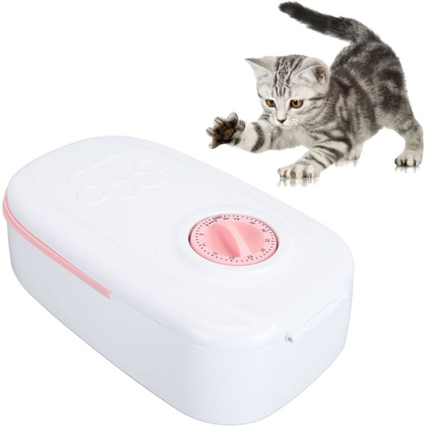 Automatisk kattefoderautomat med timer, aftagelig intelligent automatisk kattefoderautomat til enkelt måltid til katte (Pink) pink