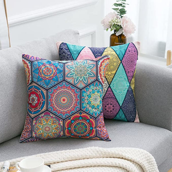 Et sett med 4 dekorative putetrekk, 45 x 45 cm, moderne Mandala