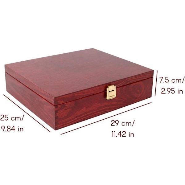 Creative Deco Teæske i Træ - Opbevaringsboks til Teposer - 29 x 25 x 7,5 cm - 12 Rum - Teæske - Køkkenopbevaring[qb] Röd