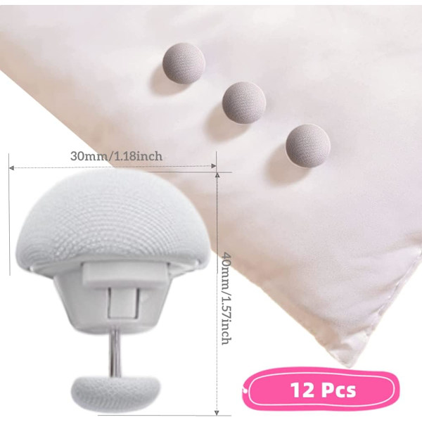 12 st Spongformade Täcke Klippar Halksäkra Täcke Klippar Täcke Klippar Täcke Hållare Fixator för Filt Lakan Gardiner Strumpor Madrassöverdrag Grey