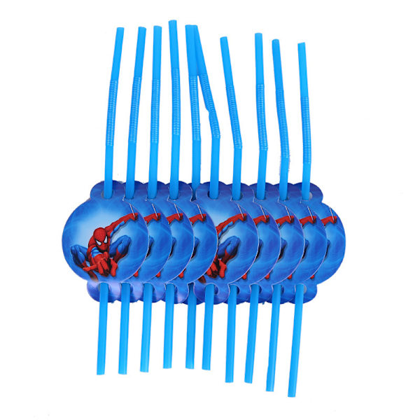Spider-Man-tema festdekoration tillbehör pojke present Spider-Man sugrör Spider-Man Straws 10pcs