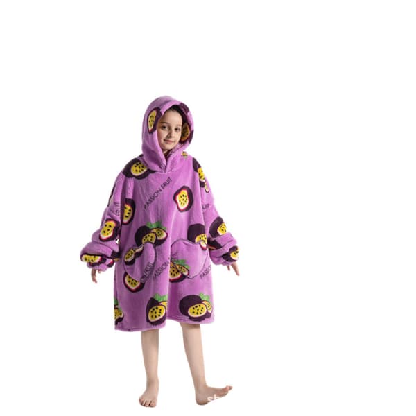 Børne-flonel-tæppe til at have på, 75 cm, varmt pullover-nattøj til koldt vejr**passionsfrugt passion fruit