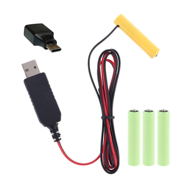 Paristokäyttöinen USB-virtalähde 1,5 V AAA-pariston vaihto radioon, sähköleluun, kelloon, LED-nauhaan, lamppuun, laskimeen