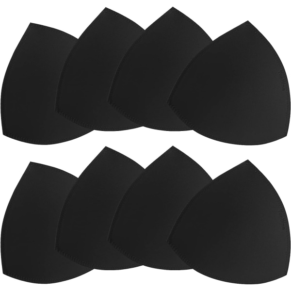 4 par bh-indlæg, aftagelige sports-bh-skål trekant sort Black A/B