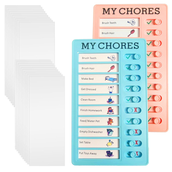 2-pakkaus List Checkboard, Päivittäinen aikataulu lapsille, Päivittäinen aikataulumuistutus Tarkistuslista, 20 tyhjää paperia aikuisille lapsille toimistoon kotiin (vaaleanpunainen ja sininen)