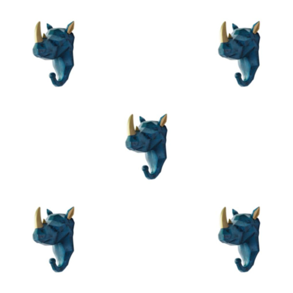 1/2/3/5 Vahva ja kestävä eläinpään avaimenkoukku yksinkertaiseen retro-siniseen (sarvikuono) Retro blue (rhino) 5 Sets