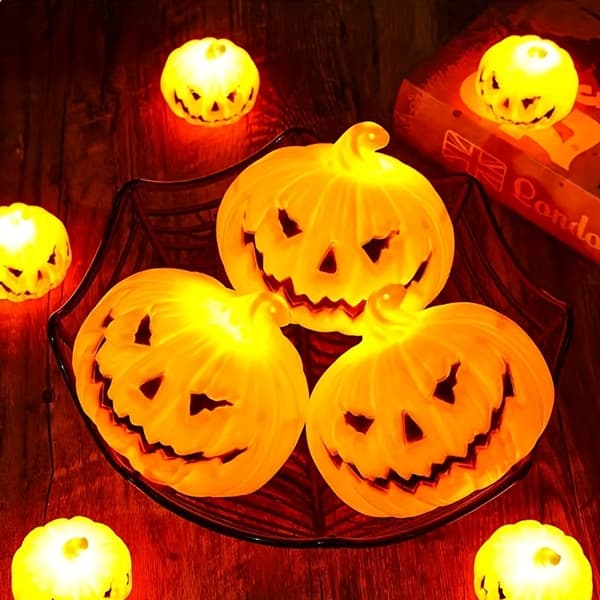 3 stk. Halloween LED Gresskarlykter Glødende Nattlys Mini Gresskar til Fest Hjemmedekorasjon 3pcs