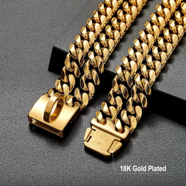 18K Guldpläterad Berlock 24mm Bred Högpresterande Stark Kubansk Chai 46cm