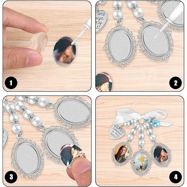 1 stk. Bryllupsbuket Foto Charm 3 stk. Fotorammer 3 stk. Oval Caboc