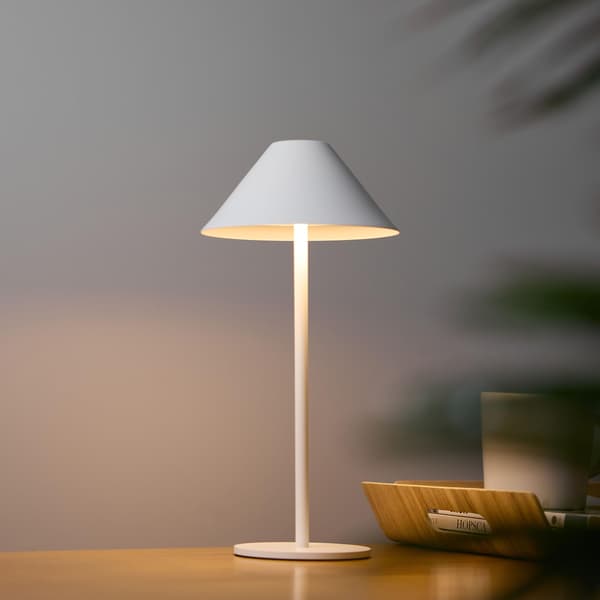 Oppladbar trådløs bordlampe, dimbar LED batteri skrivebordslampe BT White