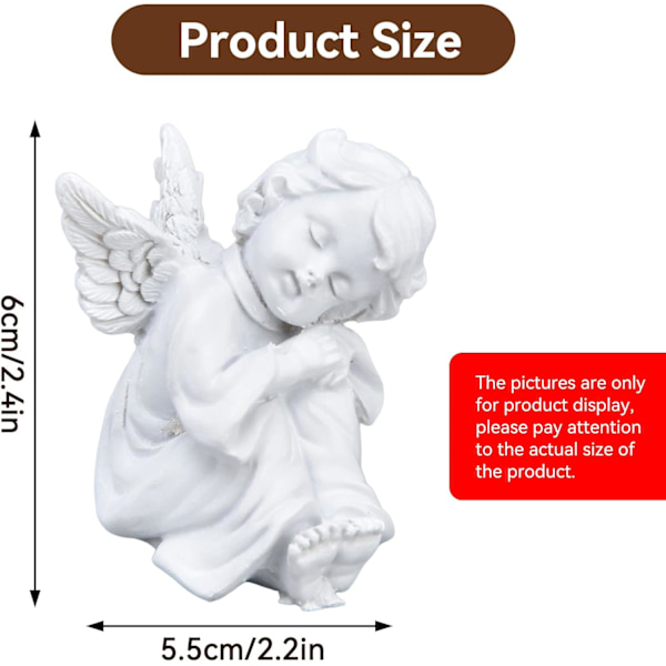 Englefigur, Dekorativ Englefigur, Små Sovende Engel Statuer, Yndig Engel Skulptur, Grav Engel Siddende Sovende 5,5 cm x 6 cm