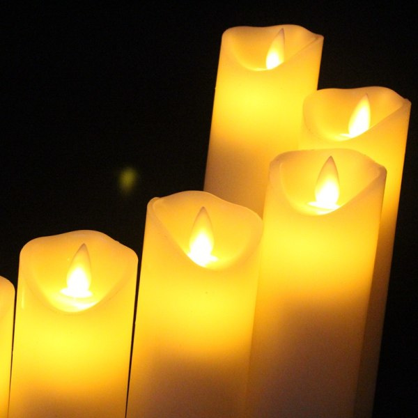 Set med 5 LED-ljus (10, 12,5, 15, 18, 20 cm, elfenben), flamfria