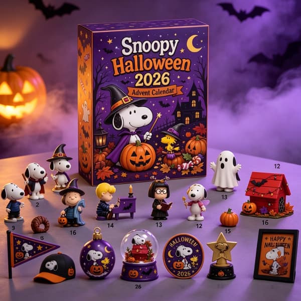 Snoopy Halloween Adventskalender 2026, Akryl 24-dagers Nedtelling Blindboks Dekor