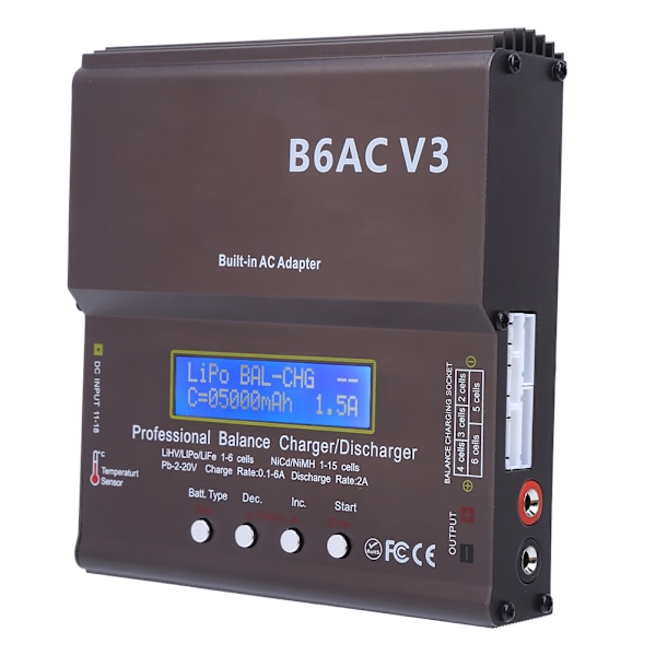 Älykäs 80 W:n tasapainolaturin Ni-Mh Ni-Cd -akkupakkausmallille B6ACV3 AC100-240V (EU-pistoke)