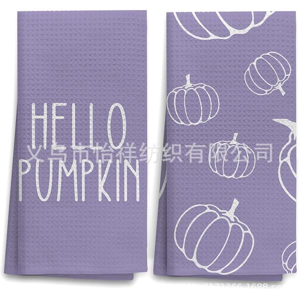 Diskhandduk med pumpamönster för köket, absorberande dekorativ rengöringsduk med höstdesign 9 45*66cm