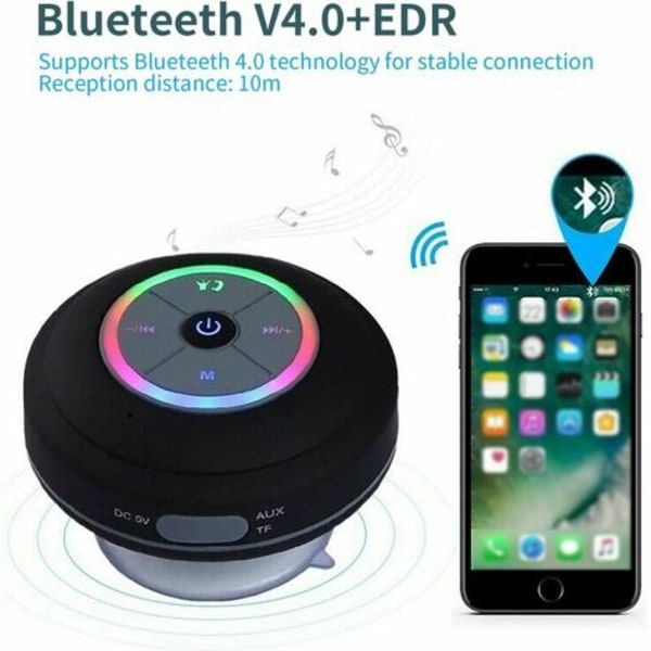 Bluetooth-duschhögtalare, IPX7 Bluetooth-duschradio med helt vattentät FM-radio, handsfree-högtalartelefon, kraftfull