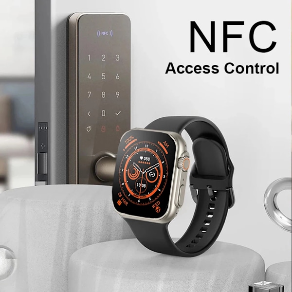 49mm för Apple Watch Ultra 8 Smartwatch Smartklocka Män Kvinnor Serie NFC Bluetooth Samtal Trådlös Laddning Fitness Vattentät Klocka black NL