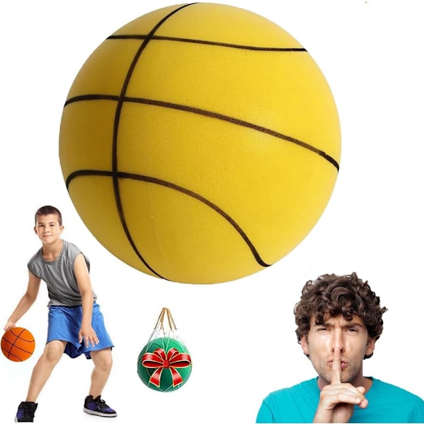 Stille basketball 29,5 tommer, standard Hush Handle basketball, stille basketball dribling innendørs gul Yellow Number 7