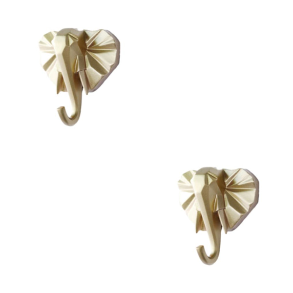 1/2/3/5 Vahva ja kestävä eläinpään avaimenkoukku yksinkertaiseen kultaan (elefantti) gold (elephant) 2 Set