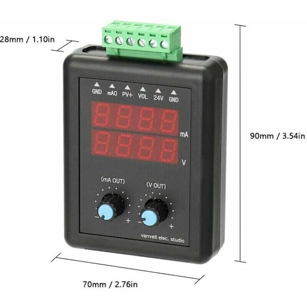 Signalgenerator 4-20mA 0-10V, 24V strøm- og spenningstransmitter, signalkilde og konstant strøm, med display