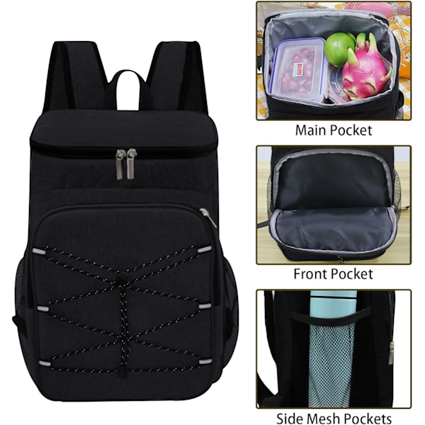 Kylväska Ryggsäck för Camping, Läcksäker Isolerad Lunch Ryggsäck Kylväska för Män och Kvinnor, Stor Kapacitet Vattentät Vandring Picknick[qb]