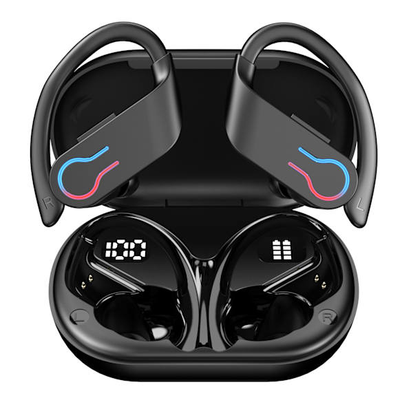 Langattomat Bluetooth-kuulokkeet 120 tunnin toistoaika Bluetooth 5.3 Urheilukuulokkeet Hi-Fi-stereokuulokkeet kotelolla LED-näytöllä Kuulokkeet juoksuun